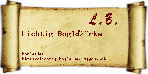 Lichtig Boglárka névjegykártya